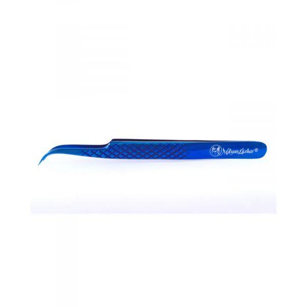 Blue Curved Mirror Tweezers, High Quality, MilyanLashes