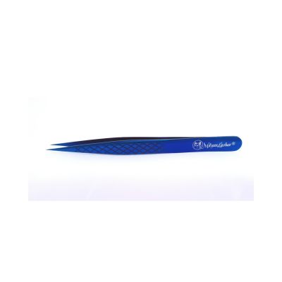 Blue Straight Tweezers with Mirrored Tips, High Quality, MilyanLashes