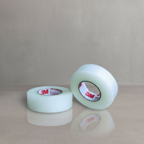 3M TRANSPORE Hypoallergenic Tape, 1.25 cm wide.
